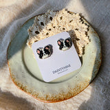 Border collie stud earrings on card
