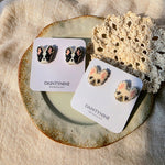 Boston terrier and french bulldog stud earrings on cards