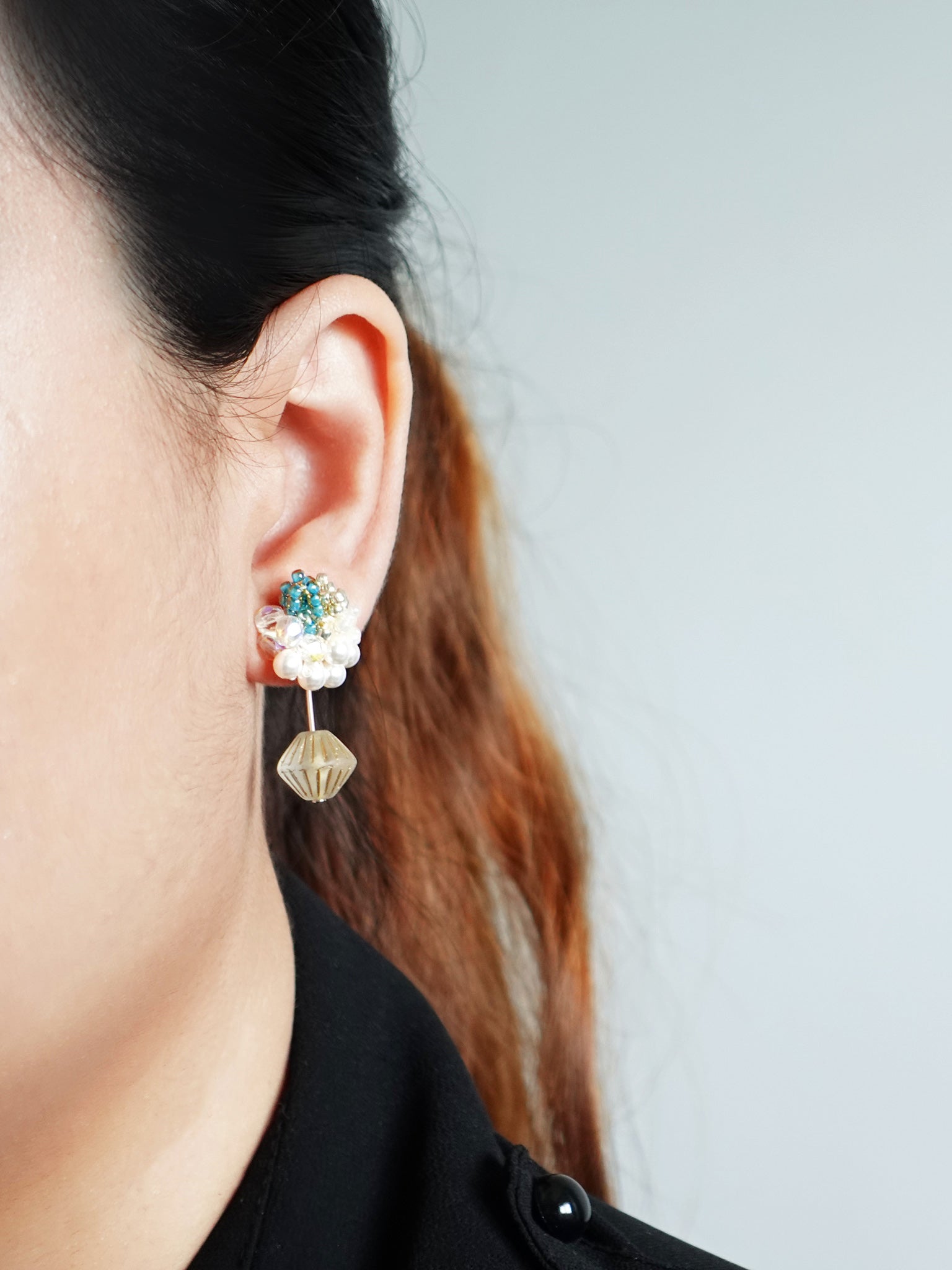 Bridget Earrings in Ocean Green Model