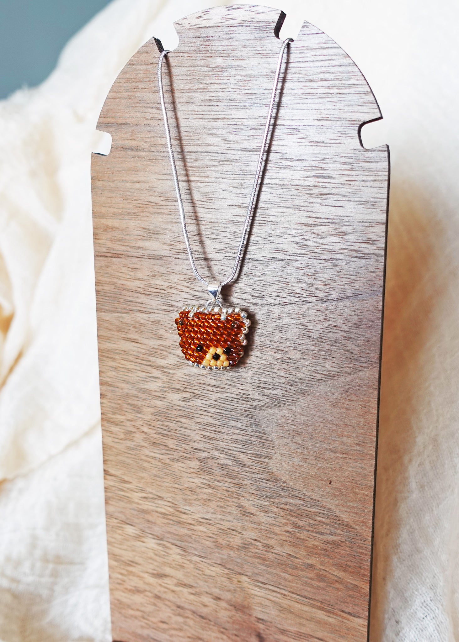 Brown Bear Pendant Necklace Display