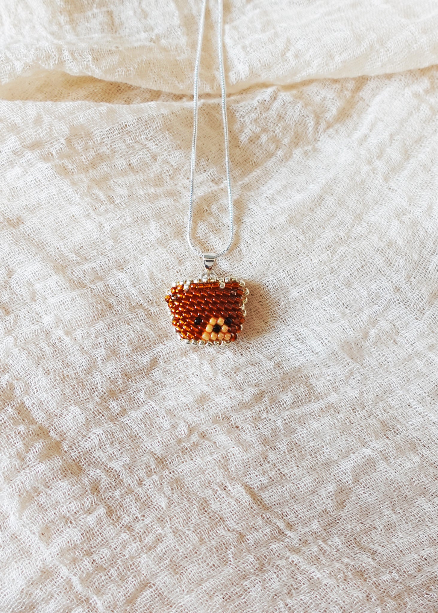 Brown Bear Pendant Necklace Front