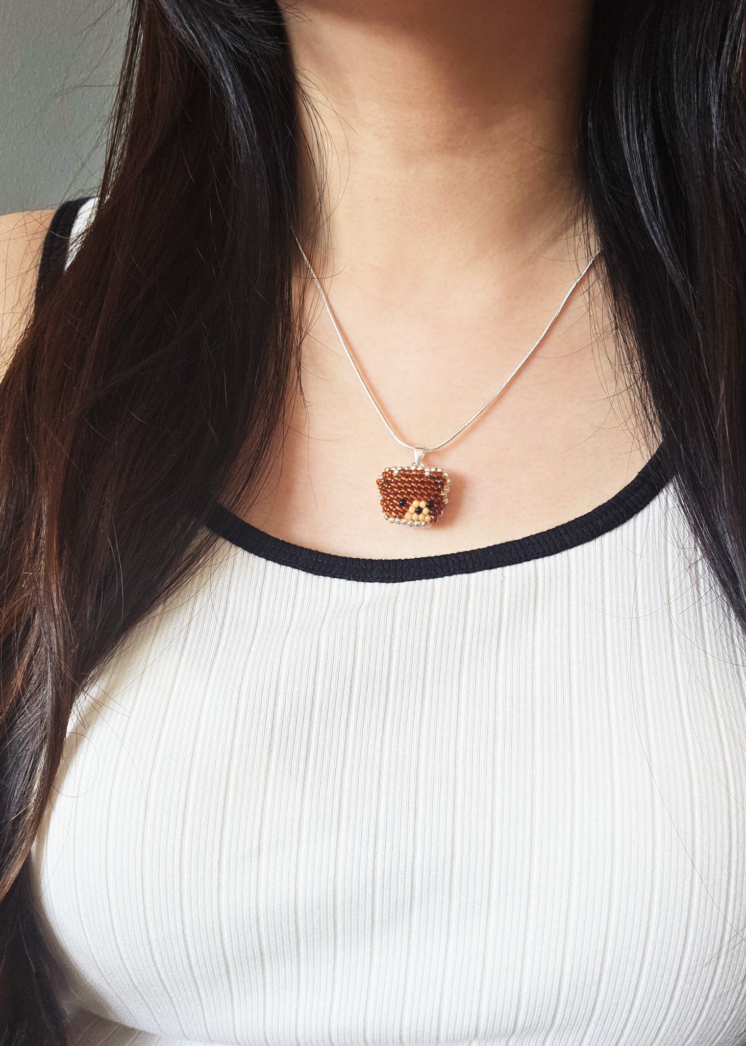 Brown Bear Pendant Necklace Model
