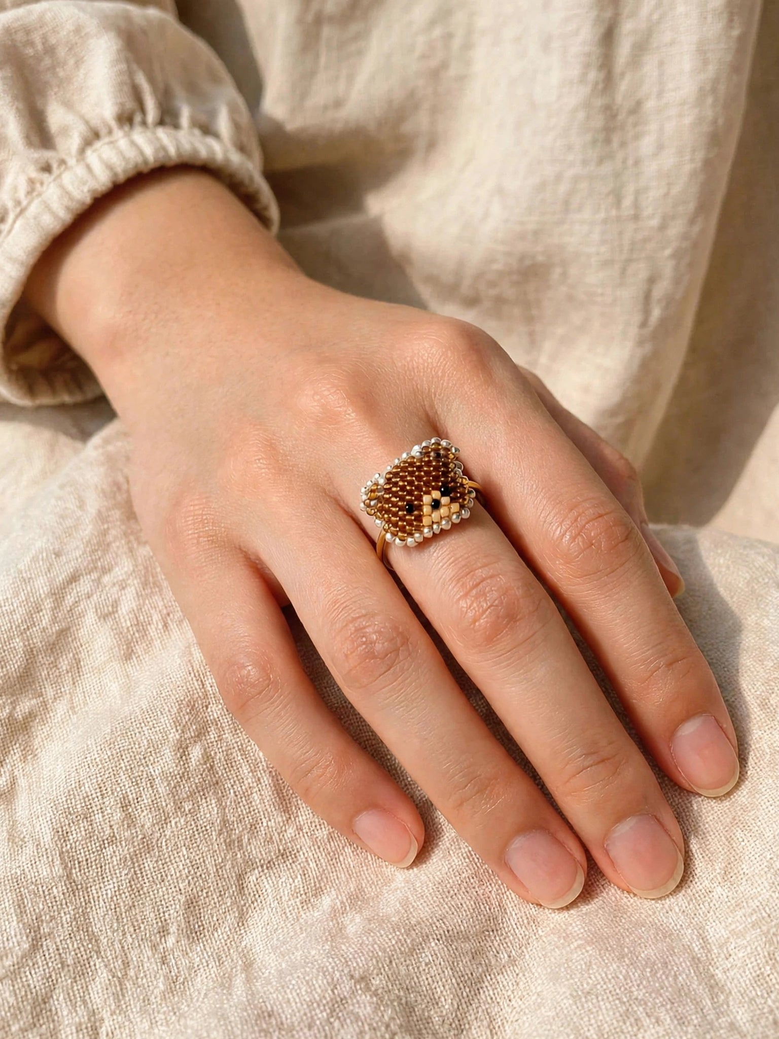 Brown Bear Ring on Model