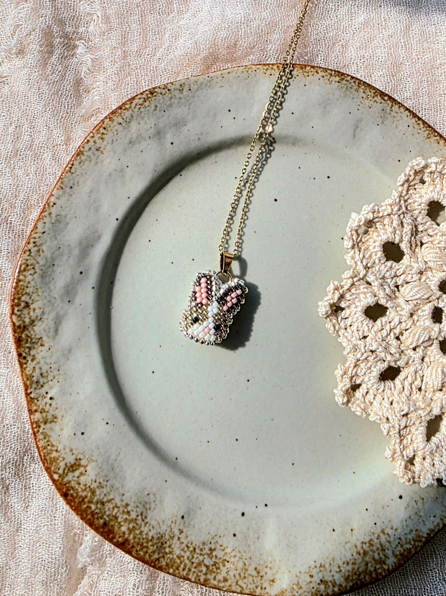 Brown bunny necklace right angle