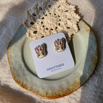 Brown bunny stud earrings on card