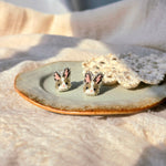 Brown bunny stud earrings right