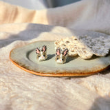 Brown bunny stud earrings right