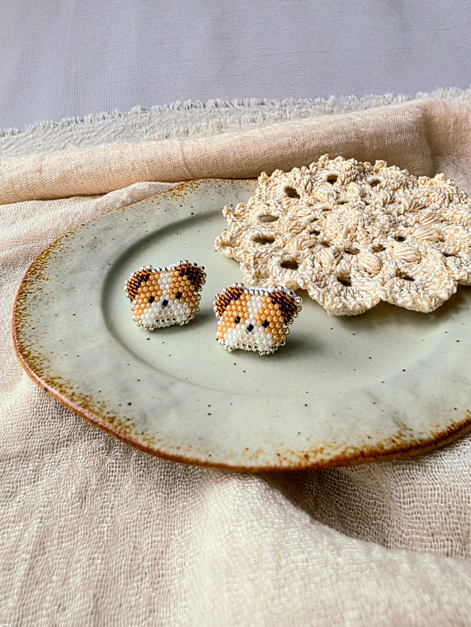 Bulldog stud earrings front