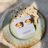 Bulldog stud earrings on card