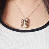 Bunny Necklace in Brown Model Close
