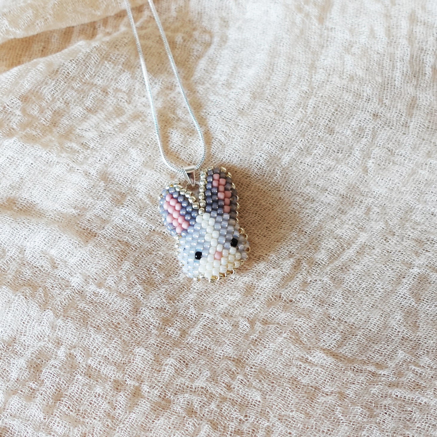 Bunny Necklace in Grey Left