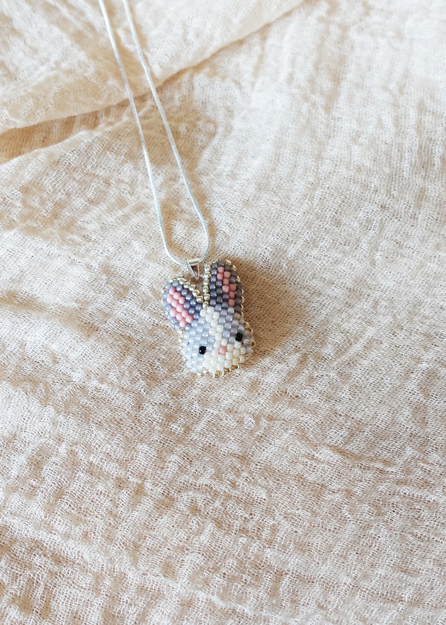 Bunny Necklace in Grey Left