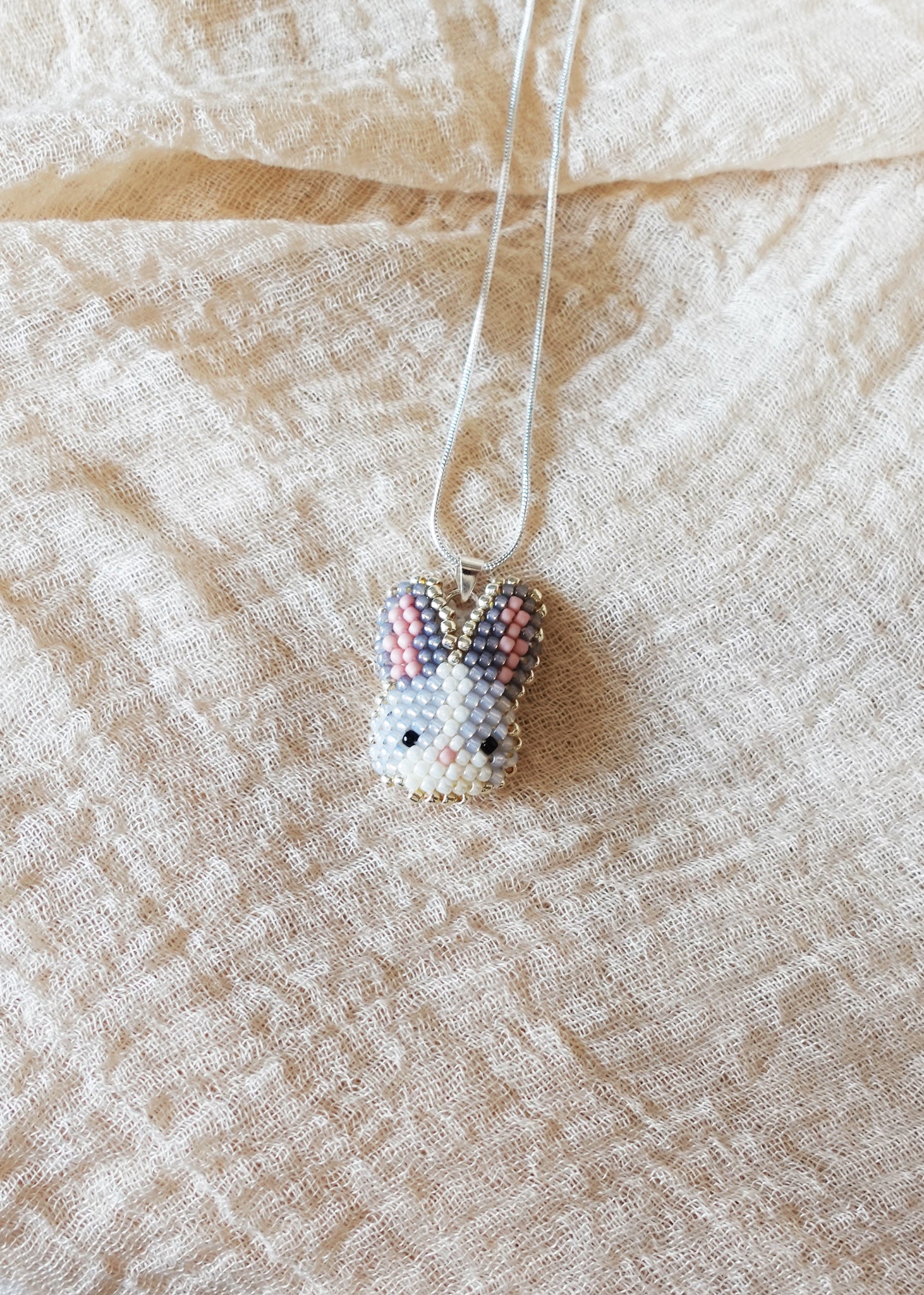 Bunny Necklace in Grey Right
