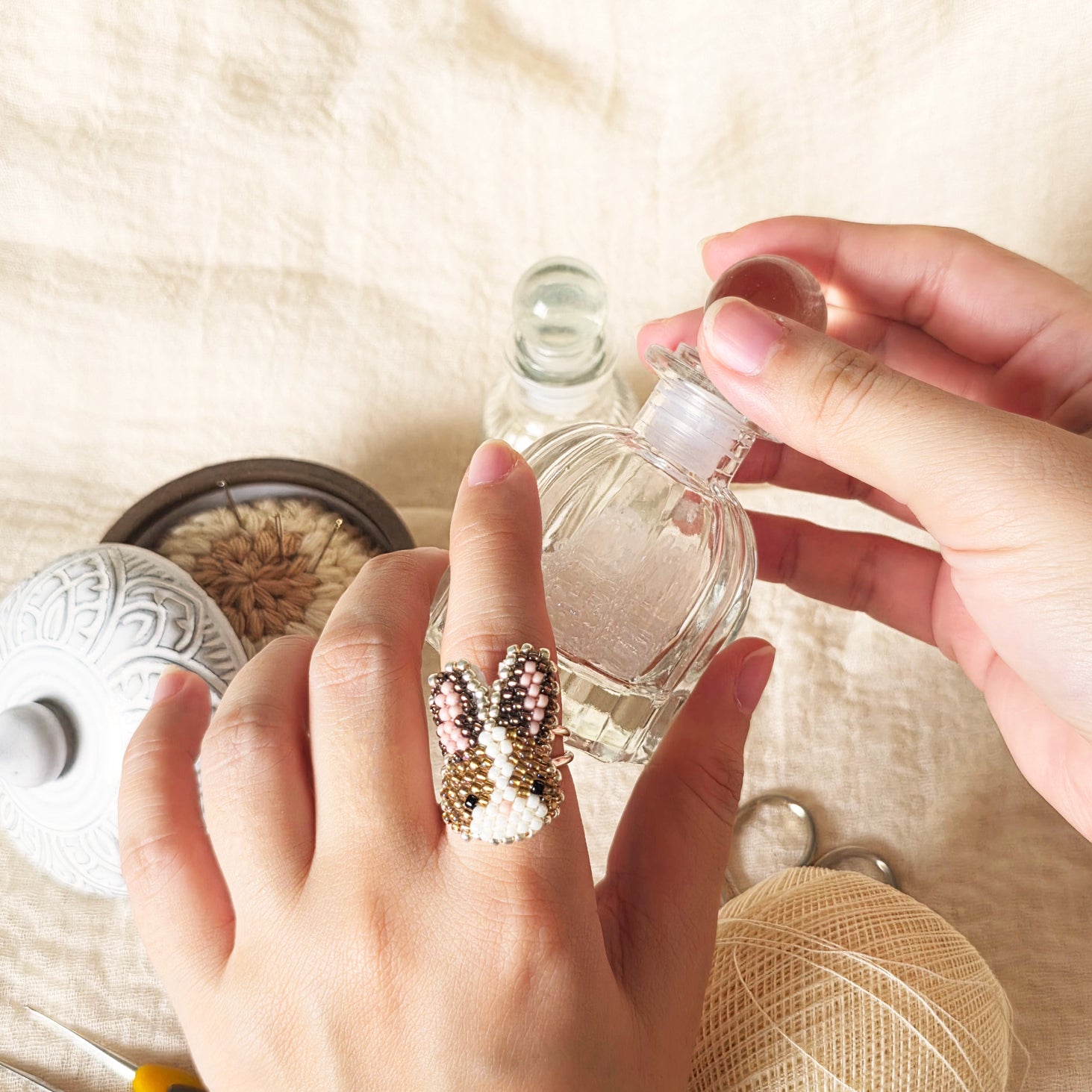 Bunny Ring in Brown Hand