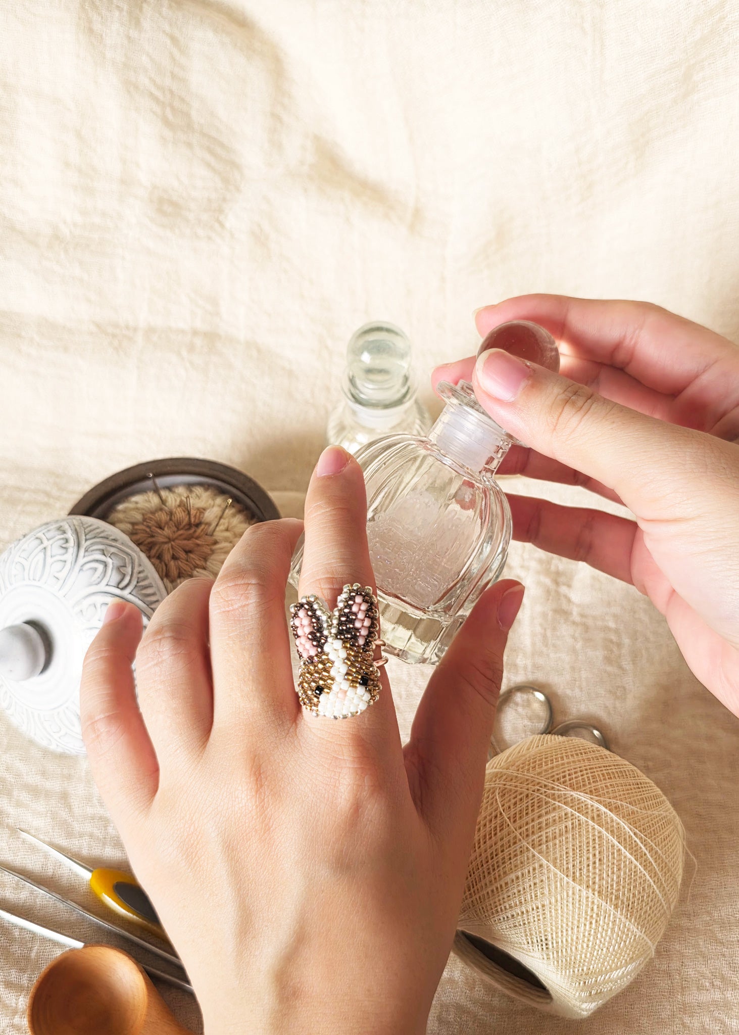 Bunny Ring in Brown Hand