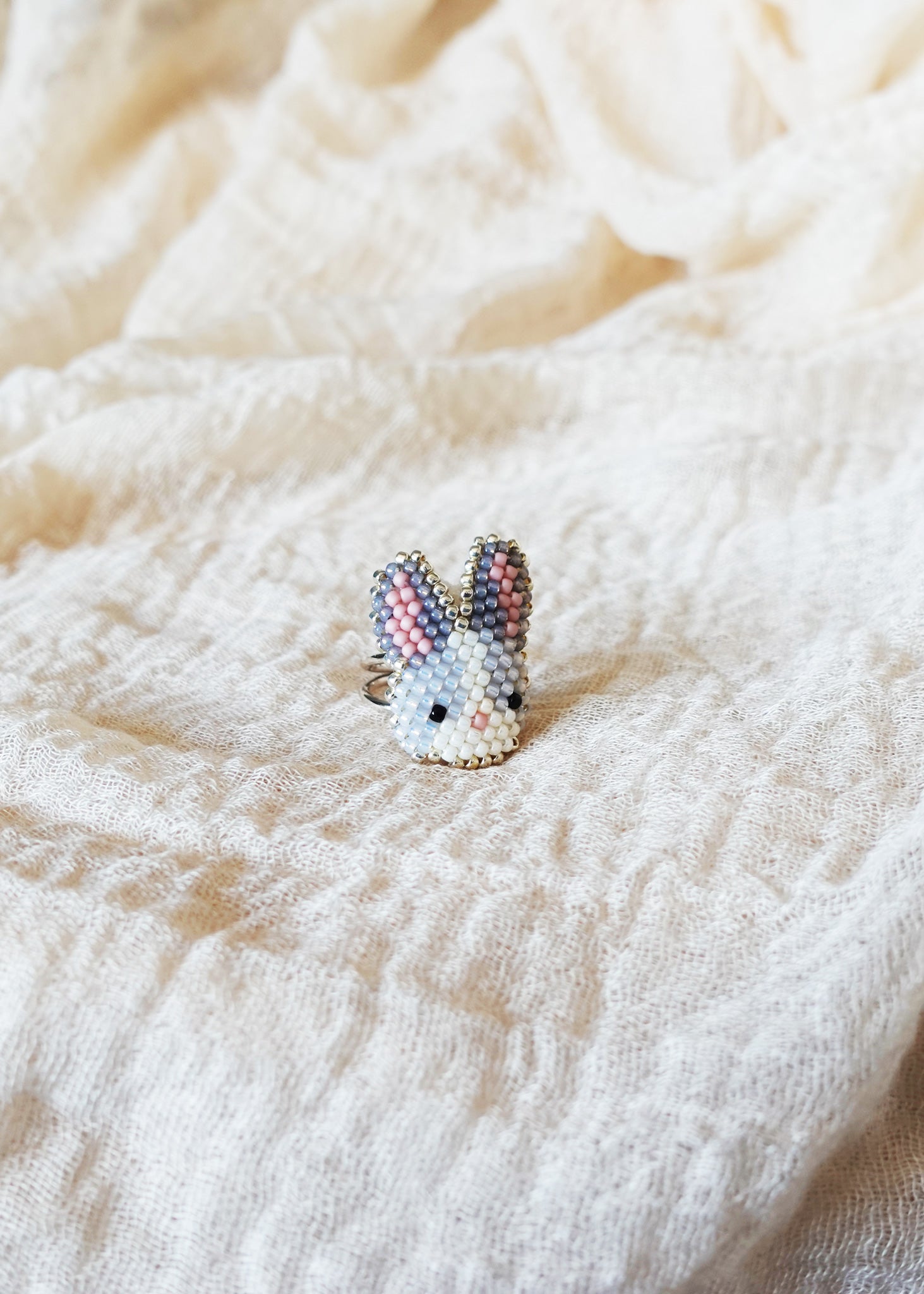 Bunny Ring in Grey Left