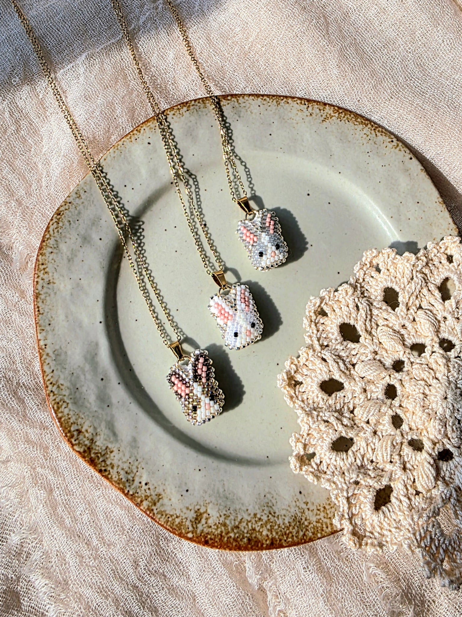 Bunny necklaces group left