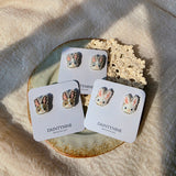 Bunny stud earrings on cards group