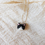 Calico Cat Necklace in Black and White Right