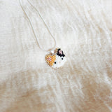 Calico Cat Necklace in Orange and Black Left
