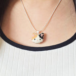 Calico Cat Necklace in Orange and Black Model Close