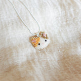 Calico Cat Necklace in Orange and Brown Left