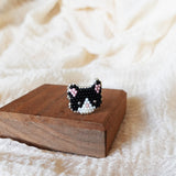 Calico Cat Ring in Black and White Display
