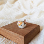 Calico Cat Ring in Orange and Brown Display Left