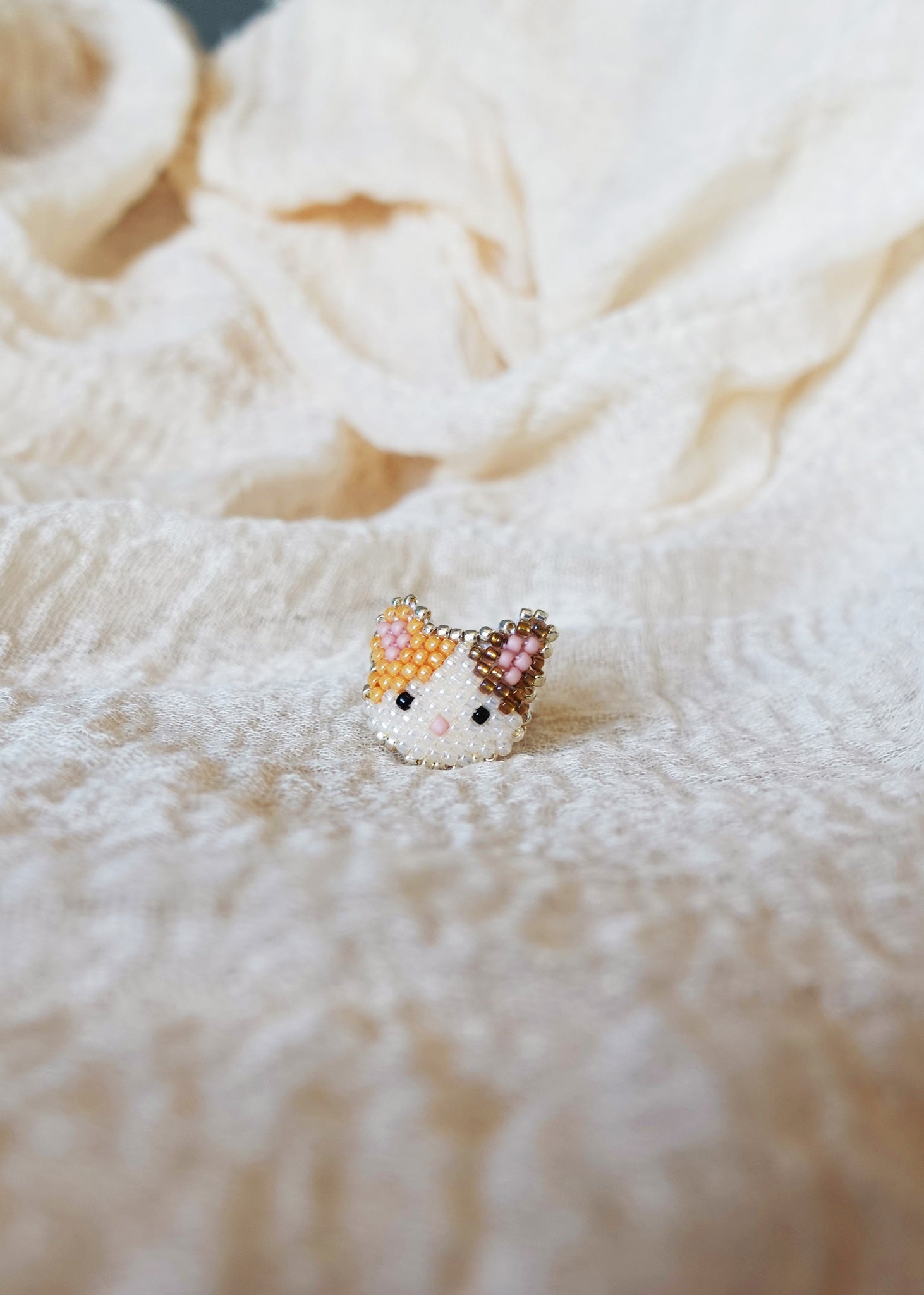 Calico Cat Ring in Orange and Brown Front