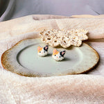 Calico cat stud earrings right