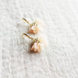 Camellia Bicolor Drop Earrings in Blush Pink Left Side