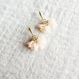 Camellia Bicolor Drop Earrings in Blush Pink Left