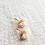 Camellia Bicolor Drop Earrings in Blush Pink Side