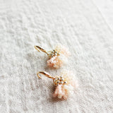Camellia Bicolor Drop Earrings in Blush Pink Side