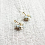 Camellia Bicolor Drop Earrings in Smoke Grey Left Bottom