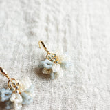 Camellia Bicolor Drop Earrings in Smoke Grey Right Top