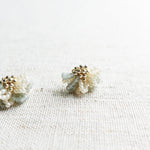 Camellia Bicolor Stud Earrings in Smoke Grey Right