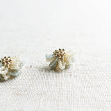 Camellia Bicolor Stud Earrings in Smoke Grey Right