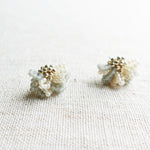 Camellia Bicolor Stud Earrings in Smoke Grey Left