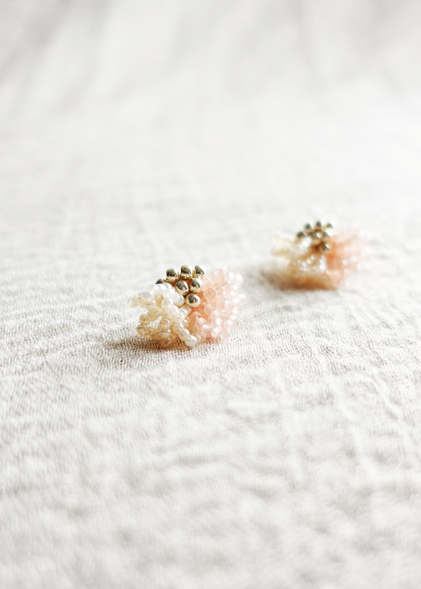 Romantic Style Jewelry Camellia Clo Dip Stud Earrings in Blush Pink