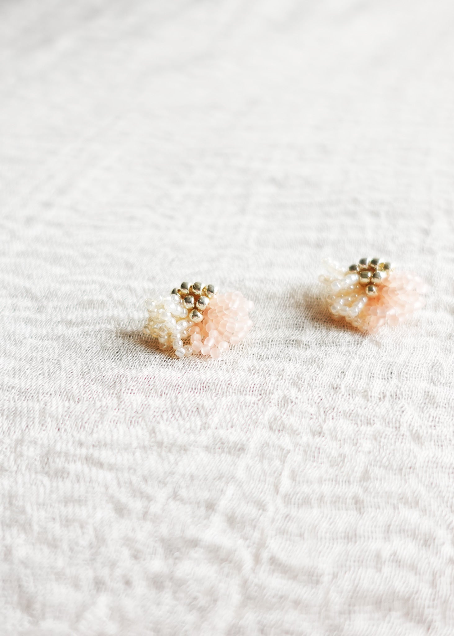 Camellia Clo Dip Stud Earrings in Blush Pink Left Front 2