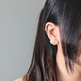 Camellia Clo Dip Stud Earrings in Blush Pink Model