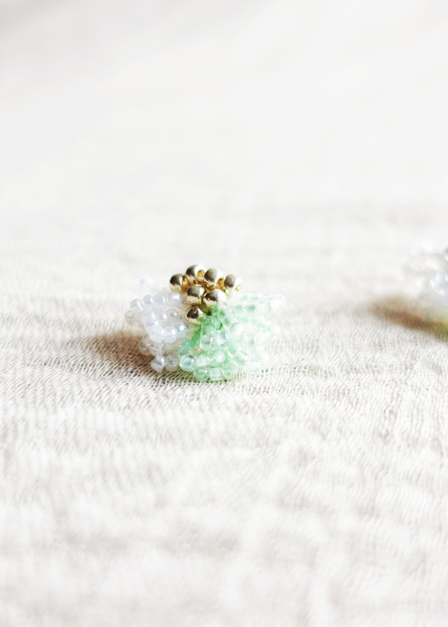 Camellia Clo Dip Stud Earrings in Mint Green Close
