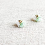 Camellia Clo Dip Stud Earrings in Mint Green Left Front 2