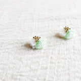 Camellia Clo Dip Stud Earrings in Mint Green Left Front 2