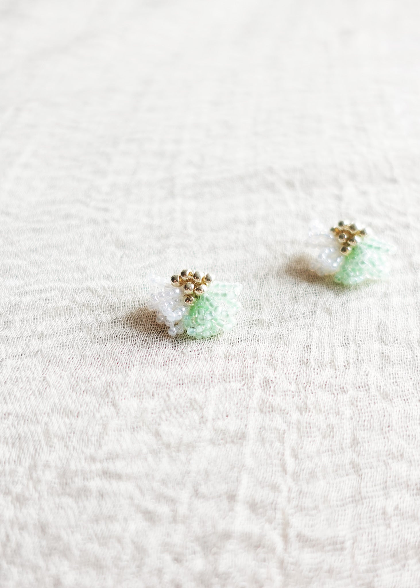 Camellia Clo Dip Stud Earrings in Mint Green Left Front 2