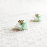 Camellia Clo Dip Stud Earrings in Mint Green Left Front Close