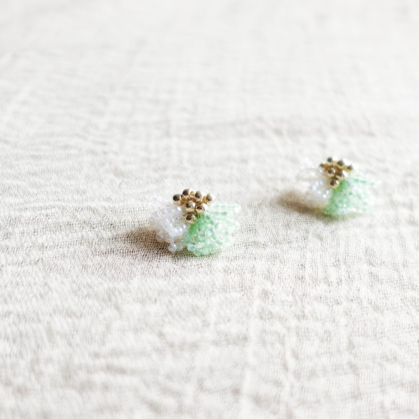 Camellia Clo Dip Stud Earrings in Mint Green Left Front