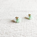 Camellia Clo Dip Stud Earrings in Mint Green Left Front