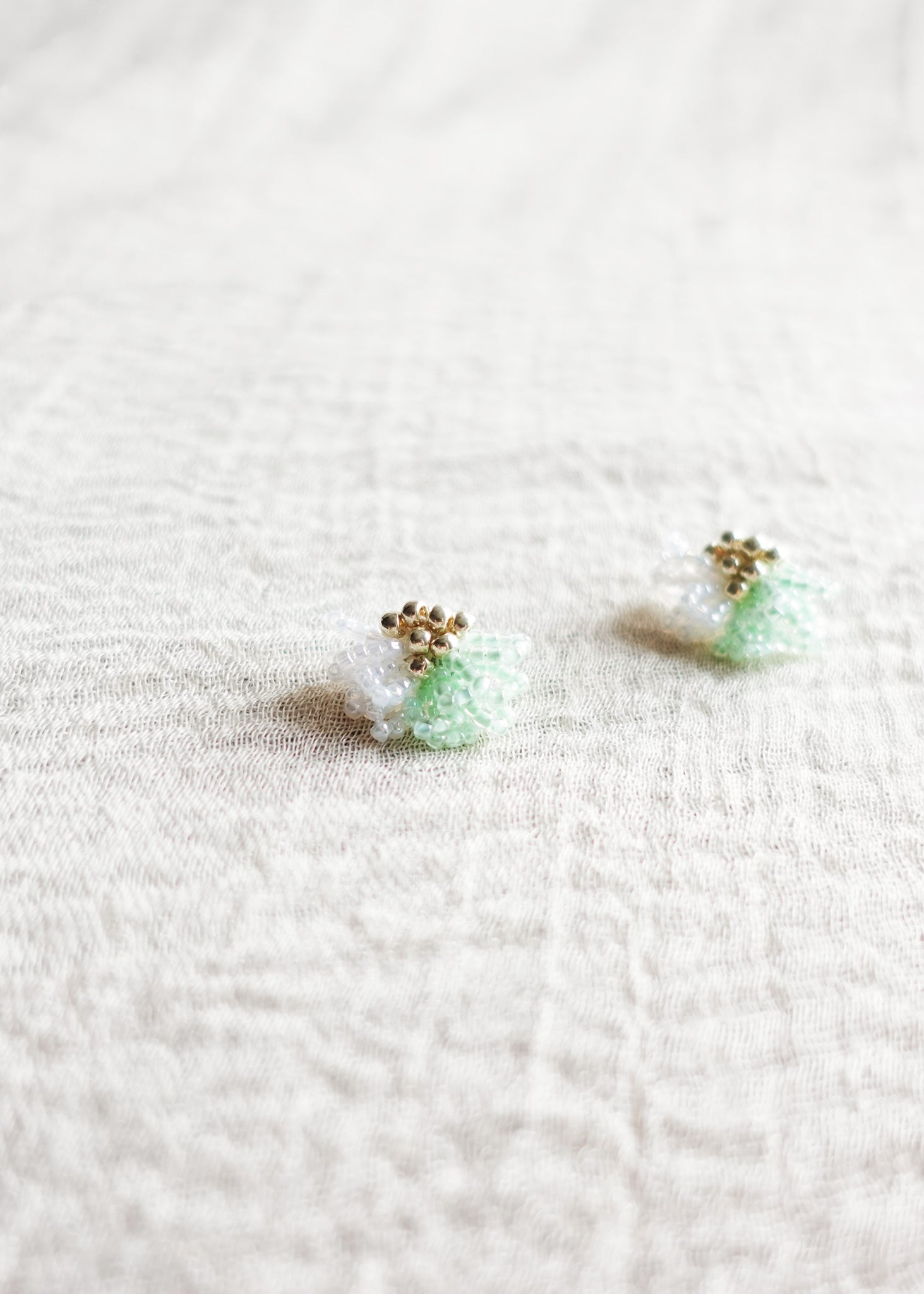 Camellia Clo Dip Stud Earrings in Mint Green Left Front